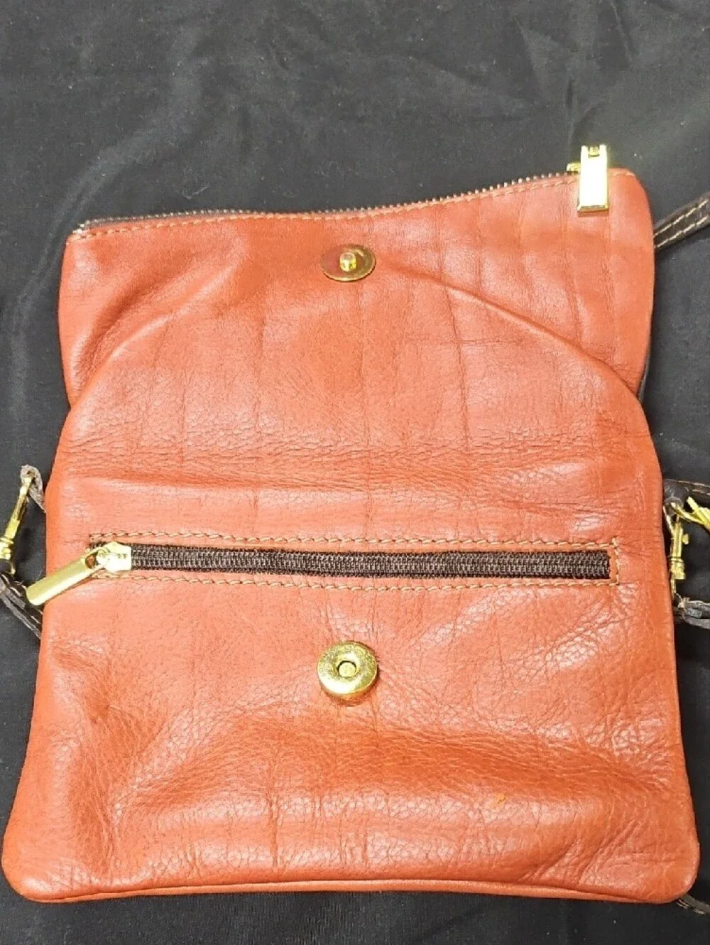 Vera Pelle Two-Tone Leather Crossbody in Brown and Rust